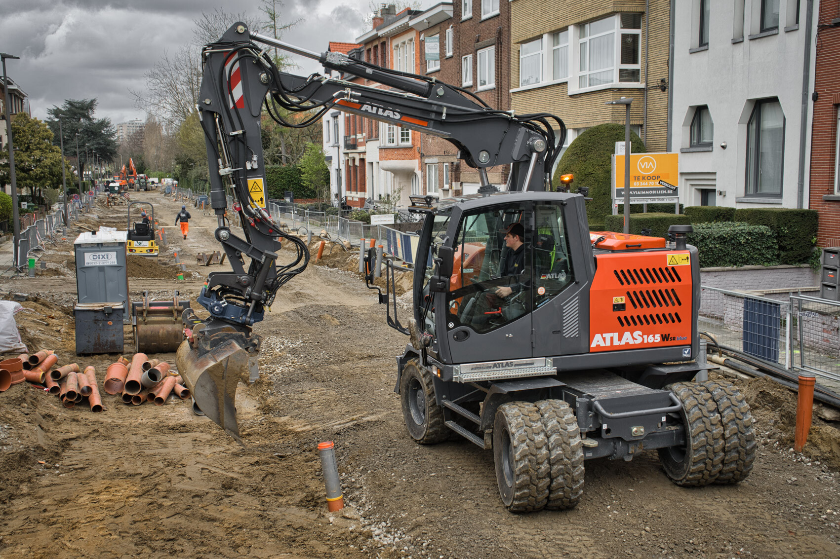 Compact draaiende Atlas 165Wsr mobiele kraan met dubbellucht banden